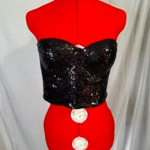 Black sequin crop top
